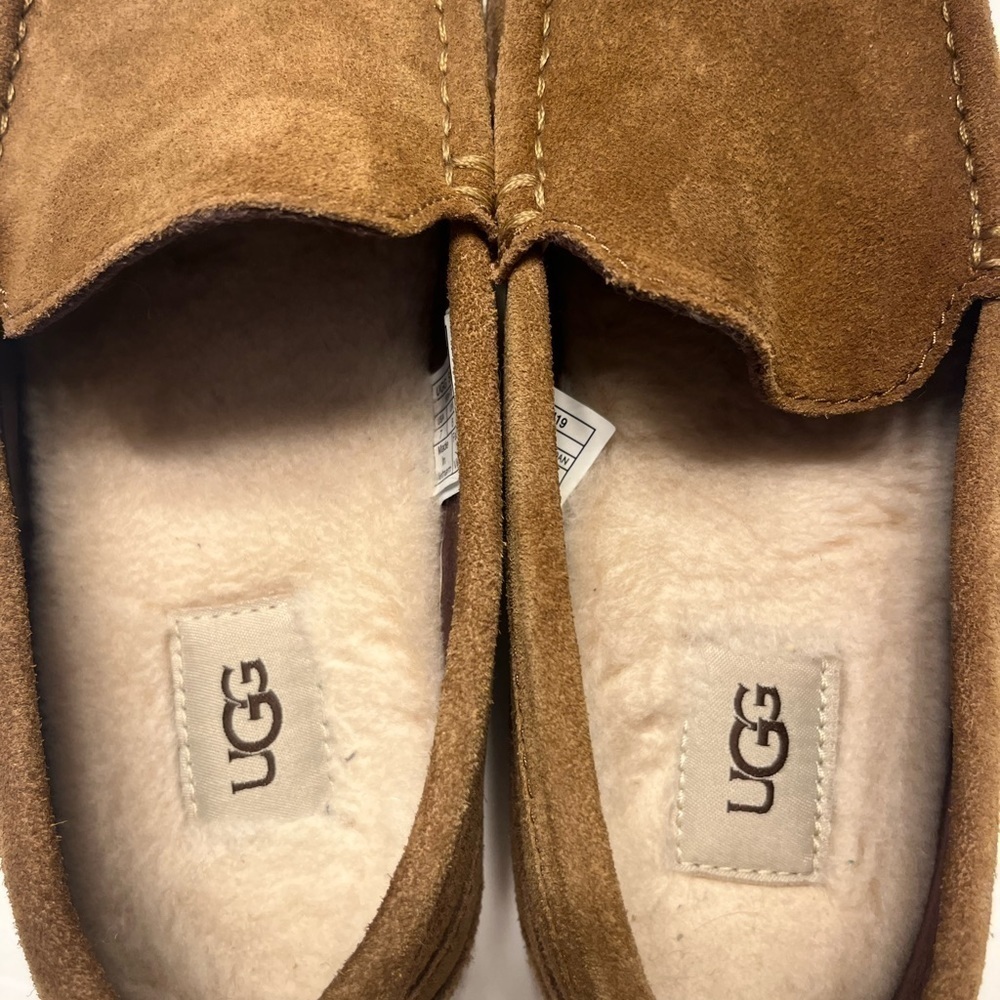 UGG Tan Faux Shearling‎ Lined Alder Suede Slippers - Picture 7 of 9